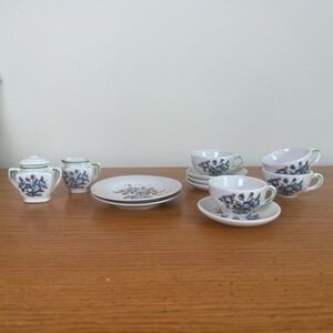 Vintage Miniature Tea Set Made in Japan‎ Blue Floral Porcelain